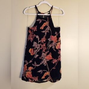 Entro Black Velvet Floral Lined Mini Dress Size Small